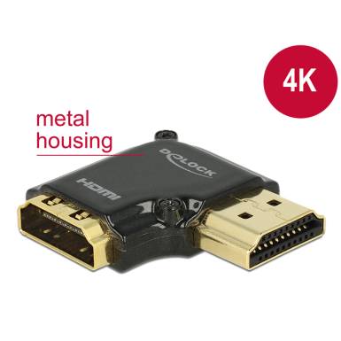 Delock adapter Gyors-sebességű HDMI Ethernettel - HDMI-A anya HDMI-A apa 4K 90 fokos jobbra fekete 65661 Delock adapter Gyors-sebességű HDMI Ethernettel - HDMI-A anya HDMI-A apa 4K 90 fokos jobbra fekete 65661