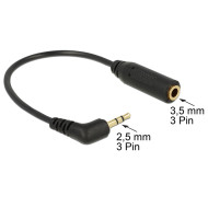 Delock Audio Cable Stereo jack 2.5 mm 3 pin male  Stereo jack 3.5 mm 3 pin female angled 65672