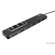 Trust USB Hub - Oila 10 (c.sz:20575, 10port, USB2.0, +PowerAdapter, fekete)