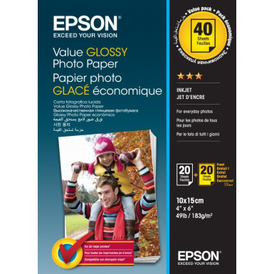 Epson 10x15 Gazdaságos Fényes Papír 20 Lapos 183g C13S400037