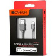 CANYON Charge & Sync MFI flat cable, USB to lightning, certified by Apple, 1m, 0.28mm, Dark gray CNS-MFIC2DG