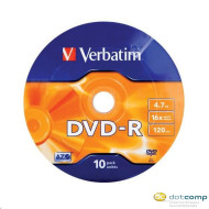 DVD lemez Verbatim 4,7GB -R 16x 10lemez/bulk csomag