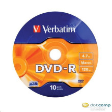 DVD lemez Verbatim 4,7GB -R 16x 10lemez/bulk csomag