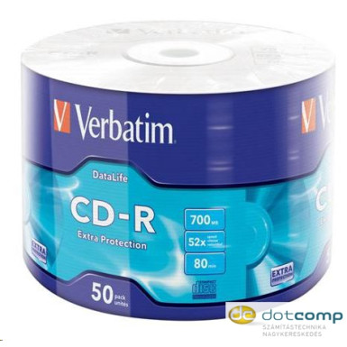 Verbatim DataLife 80'/700MB 52x CD lemez zsugorhengeres 50db/henger /43787/