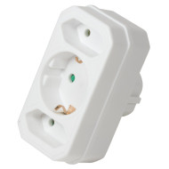 LogiLink Socket Adapter, 2x Euro and 1x Schuko, White LPS221