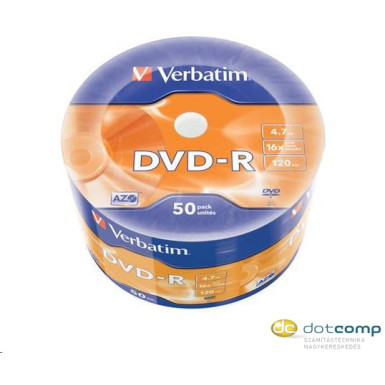 Verbatim DVD-R 4.7GB 16x DVD lemez zsugorhengeres 50db/henger /43788/