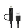 Lightning/micro USB - USB kábel Ozaki OT227BK Combo Cable+