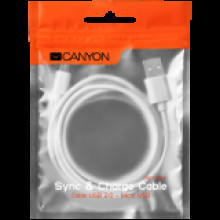 CANYON Micro USB cable, 1M, White CNE-USBM1W