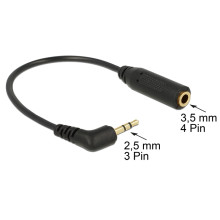 Delock Audio Cable Stereo jack 2.5 mm 3 pin male  Stereo jack 3.5 mm 4 pin female angled 65674