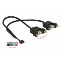 Delock 84832 USB2.0 pin header anya 2mm 10tűs  2x USB2.0 Type-A anya panel modul k&aacute;bel - 0,25m