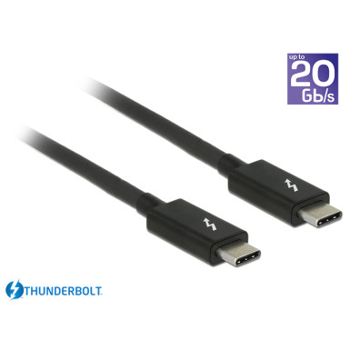 DELOCK kábel Thunderbolt 3 USB Type-C male to male, passzív 5A, 1m, fekete 84845
