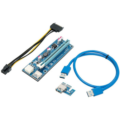 Kábel Riser PCI-express X1 - X16 + táp Mining/Rendering Kit Pro - 1m ZURC-007