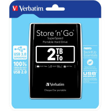 Verbatim Hard Drive Store 'n' Go USB 3.0 Portable 2,5'' 2 TB, External, Black 53177