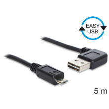 Delock EASY-USB 2.0 -A apa hajlított  USB 2.0 micro-B apa kábel, 5 m 83385