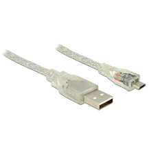 Delock Cable USB 2.0 Type-A male  USB 2.0 Micro-B male 0.5m transparent 83897