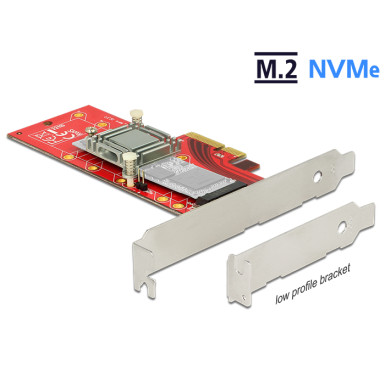 Delock PCI Express x4 Karte  1 x intern NVMe M.2 Key M 110 mm mit Kühlkörper - Low Profile Form Fak 89577
