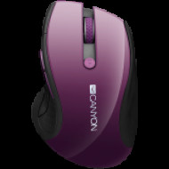 CANYON 2.4Ghz wireless mouse, optical tracking - blue LED, 6 buttons, DPI 1000/1200/1600, Purple pearl glossy CNS-CMSW01P