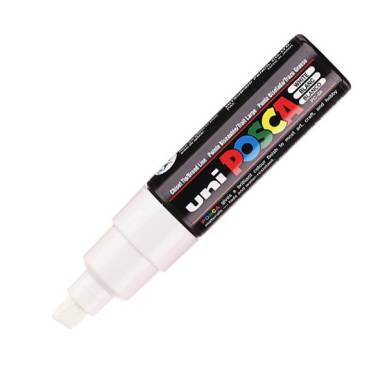 UNI POSCA Marker Pen PC-8K Broad Chisel - White 2UPC8KFEH UNI POSCA Marker Pen PC-8K Broad Chisel - White 2UPC8KFEH