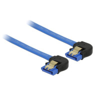 Delock Cable SATA 6 Gb/s double receptacle downwards angled 30cm blue 85096