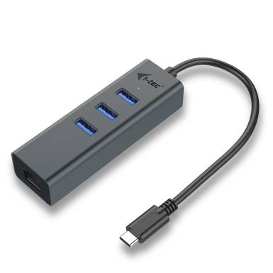 i-tec USB C Metal 3 port HUB Gigabit Ethernet 1x USB C to RJ-45 3x USB 3.0 LED C31METALG3HUB
