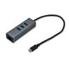 i-tec USB C Metal 3 port HUB Gigabit Ethernet 1x USB C to RJ-45 3x USB 3.0 LED C31METALG3HUB