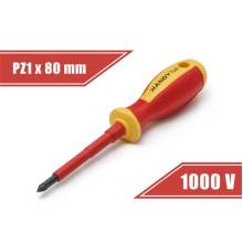 Handy csavarhúzó (10571), PZ1, 80mm, 1000V-ig szigetelt, mágneses fej Handy csavarhúzó (10571), PZ1, 80mm, 1000V-ig szigetelt, mágneses fej