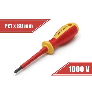 Handy csavarhúzó (10571), PZ1, 80mm, 1000V-ig szigetelt, mágneses fej Handy csavarhúzó (10571), PZ1, 80mm, 1000V-ig szigetelt, mágneses fej