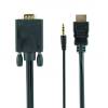 Gembird HDMI-VGA és audio kábeladapter, egy port, 1,8 m, fekete A-HDMI-VGA-03-6