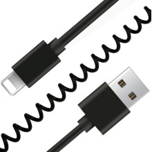 Gembird USB szinkron és töltő spirálkábel iPhone-hoz, 1,5 m, fekete CC-LMAM-1.5M