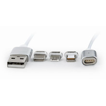 Gembird Magnetic USB charging combo cable, silver, 1m CC-USB2-AMLM31-1M
