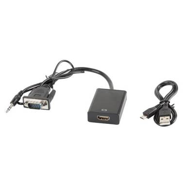 Lanberg adapter VGA(F) + audio 3.5mm - HDMI(M) 20cm AD-0021-BK Lanberg adapter VGA(F) + audio 3.5mm - HDMI(M) 20cm AD-0021-BK