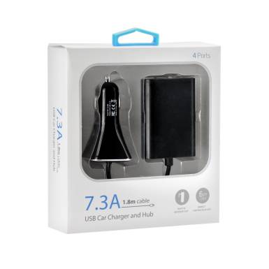 BlueStar autós töltő 4 x USB, 7,3 A, kábel 1,8 m BS376077 BlueStar autós töltő 4 x USB, 7,3 A, kábel 1,8 m BS376077