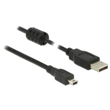 Delock USB 2.0-s kábel A-típusú csatlakozódugóval  USB 2.0 Mini-B csatlakozódugóval, 5,0 m, fekete 84916