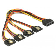 Delock 15 pin-es SATA kábel  15 pin-es SATA tápcsatlakozó kimeneti 4 x egyenes 30 cm 60157