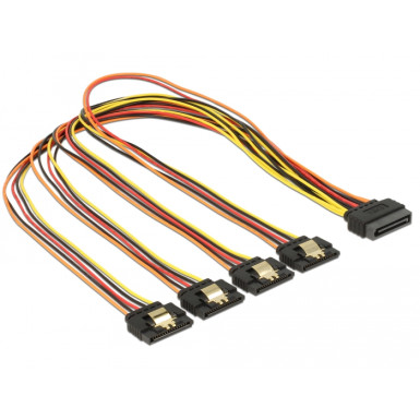 Delock 15 pin-es SATA kábel  15 pin-es SATA tápcsatlakozó kimeneti 4 x egyenes 50 cm 60158