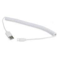 Gembird Coiled Micro-USB cable, 1.8m, white CC-mUSB2C-AMBM-6-W