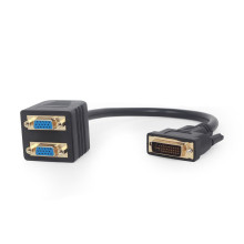 Gembird passive DVI-I male to dual VGA female adapter/splitter, 0.3m, black A-DVI-2VGA-01