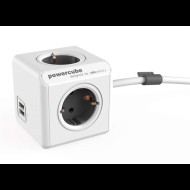 Allocacoc PowerCube Extended with USB 3m White/Grey