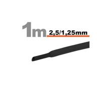 Zsugorcső 2,5mm / 1,25mm fekete 11020F