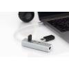 HUB 3-port USB 2.0 HighSpeed Typee C with Fast Ethernet LAN adapter, aluminium DA-70253