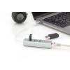 HUB 3-port USB 2.0 HighSpeed Typee C with Fast Ethernet LAN adapter, aluminium DA-70253