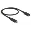 Delock Bővítőkábel USB Type-C dugó hüvely, 0,5 m, fekete 85532