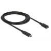 Delock Bővítőkábel USB Type-C dugó hüvely, 2,0m, fekete 85542
