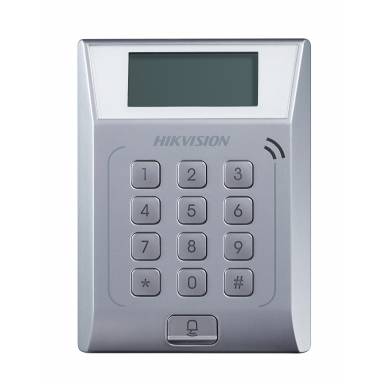 Hikvision DS-K1T802M beléptető vezérlő, Mifare(13.56Mhz), LCD, kártya/kód, RJ45/RS-485/WG26/WG34, 12 Hikvision DS-K1T802M beléptető vezérlő, Mifare(13.56Mhz), LCD, kártya/kód, RJ45/RS-485/WG26/WG34, 12