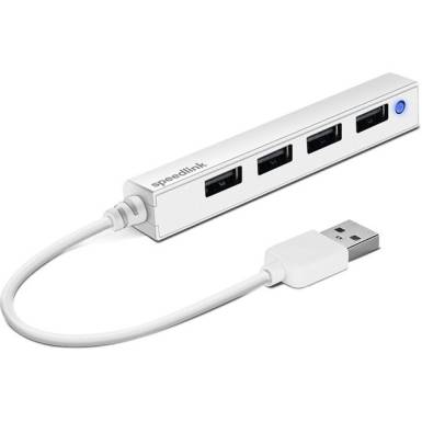 Speedlink SL-140000-WE SNAPPY SLIM USB Hub, 4-Port, USB 2.0, Passzív, fehér SL-140000-WE Speedlink SL-140000-WE SNAPPY SLIM USB Hub, 4-Port, USB 2.0, Passzív, fehér SL-140000-WE