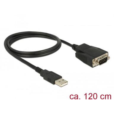 Delock Adapter USB 2.0 A-típusú apa  1 x soros RS-232 DB9 apa csavarokkal és csavaranyákkal elektro 62955