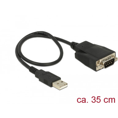 Delock Adapter USB 2.0 A-típusú dugó  1 x soros RS-232 DB9 apa csavarokkal és csavaranyákkal elektr 62958