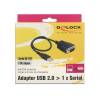 Delock Adapter USB 2.0 A-típusú dugó 1 x soros RS-232 DB9 apa csavarokkal és csavaranyákkal elektr 62958