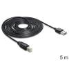 Delock K&aacute;bel, EASY-USB 2.0-s A-t&iacute;pus&uacute; csatlakoz&oacute;dug&oacute;  USB 2.0-s B-t&iacute;pus&uacute; csatlakoz&oacute;dug&oacute;, 5 m, feket 85553