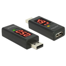 Delock USB 2.0 A dugó  A hüvely átalakító LED-es Volt és Amper kijelzővel 65569